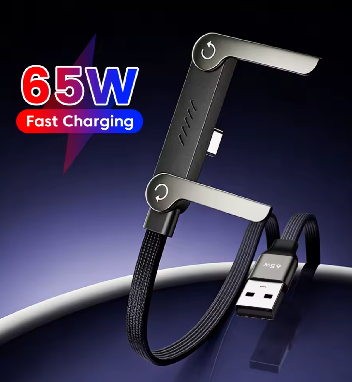 2 In 1 Phone Holder Fast Charging USB C Cable Foldable Data C-Type C Charger Wire USBC